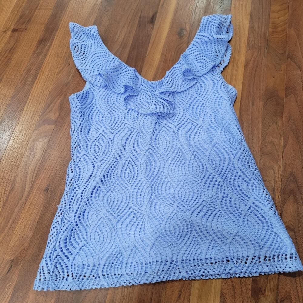 Lilly Pulitzer Alessa Lace Tank Top Ruffle neckline Fully Lined Size XS - Picture 2 of 7